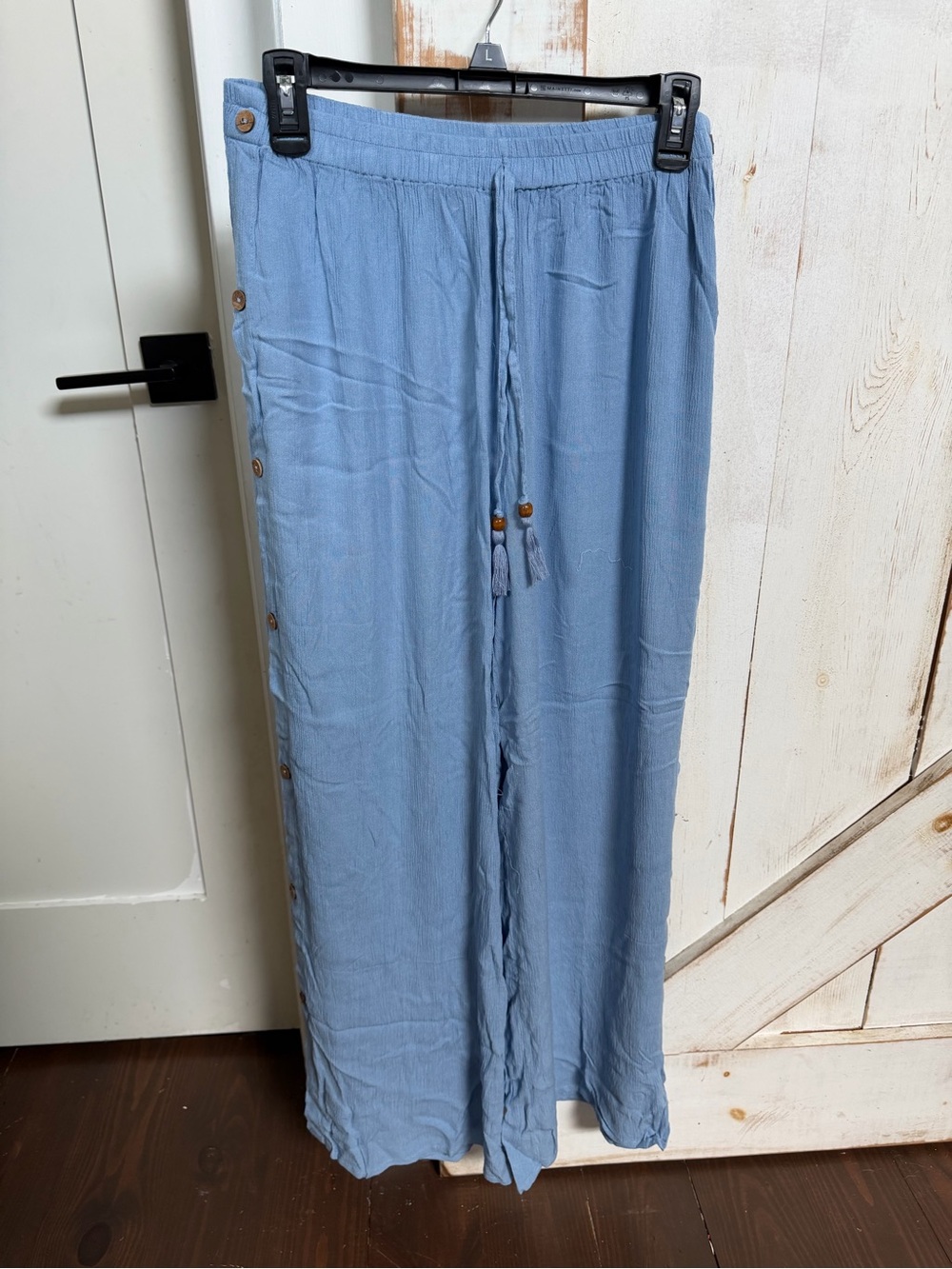 Light Blue Wide-Leg Drawstring Pants 0245